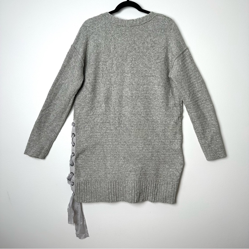 Free People Heart It Boho Side Lace Up Long V-Neck Sweater Dress Cozycore - Picture 12 of 15